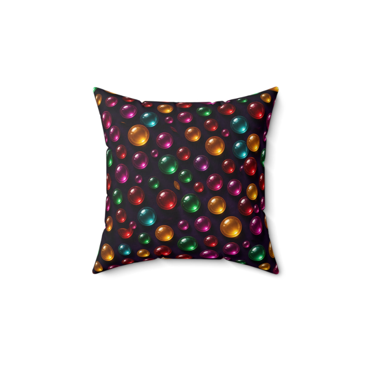Candy Glass Orbs Faux Suede Cushion – Glossy 3D Abstract Pattern