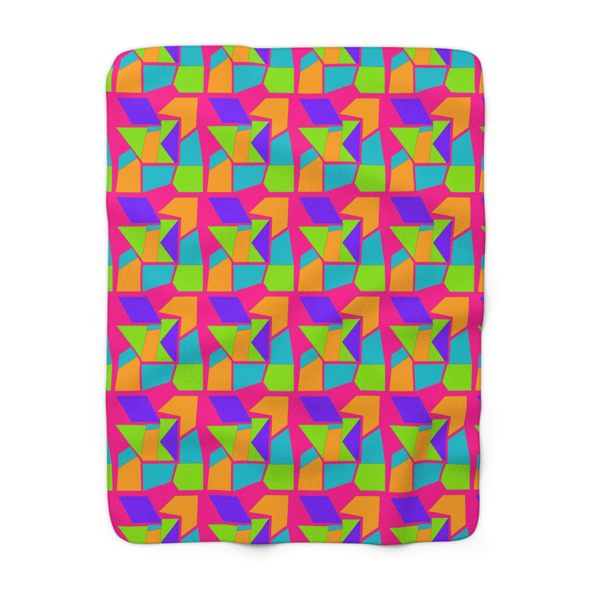 Cubist Block Quilt Sherpa Fleece Blanket – Tropical Punch