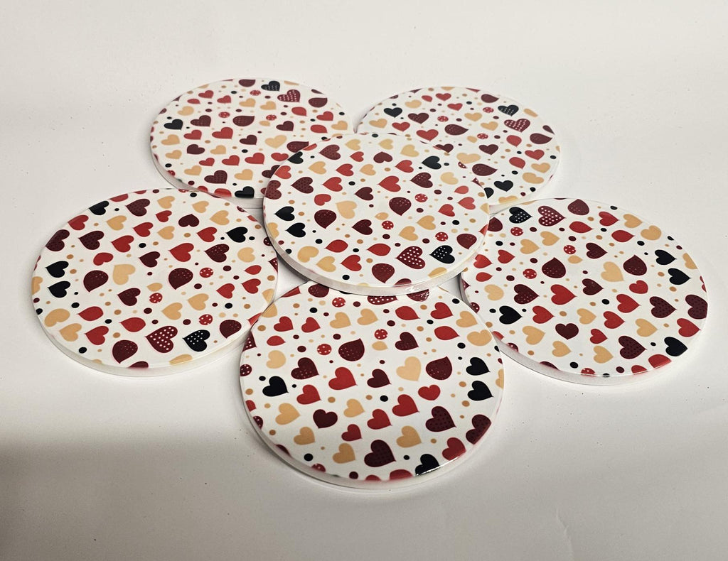 AI24065MCC Where the Heart is , Multicoloured  -  Round Ceramic Coasters- Set of 6, gift for all occasions, Designed and made in Britain