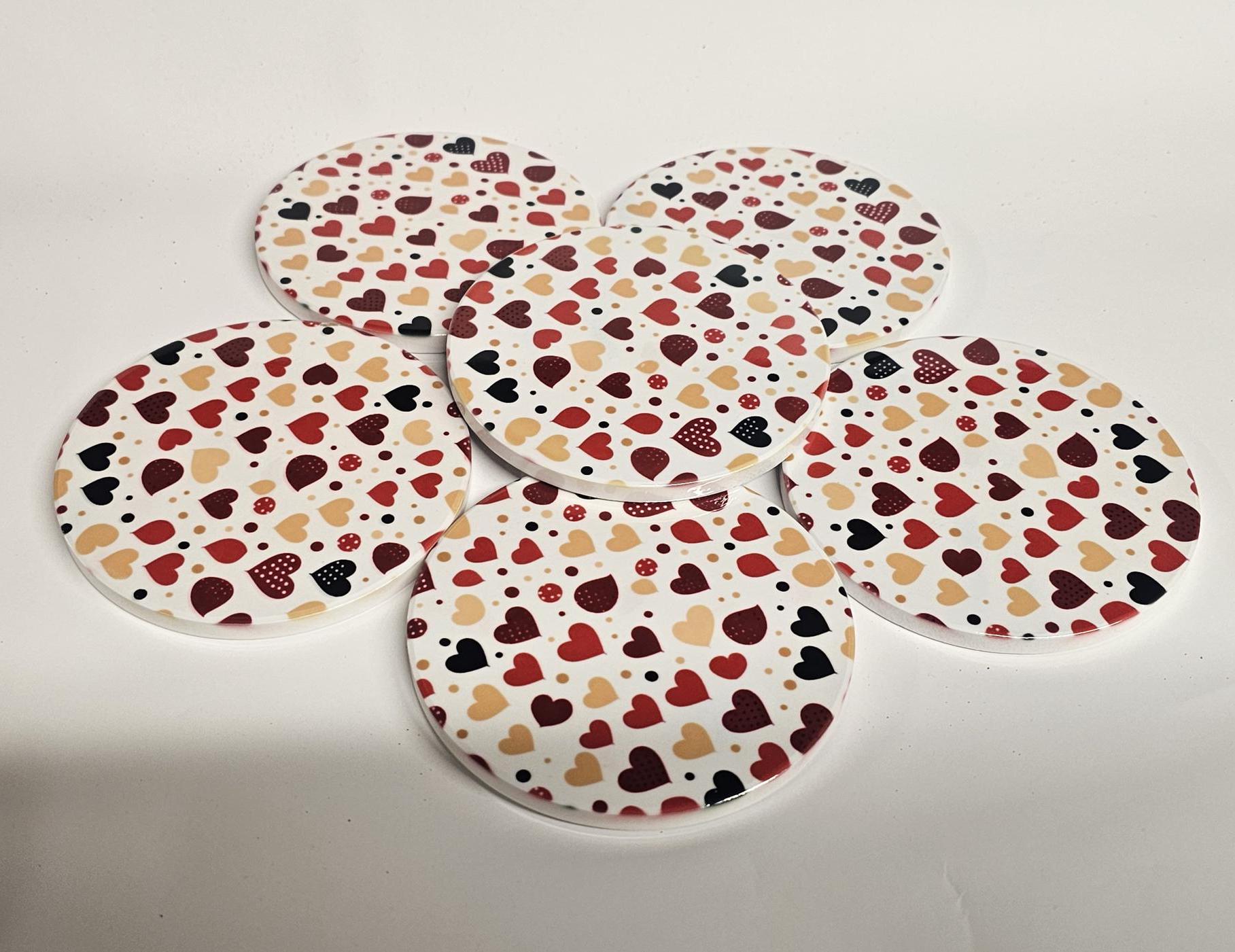 AI24065MCC Where the Heart is , Multicoloured  -  Round Ceramic Coasters- Set of 6, gift for all occasions, Designed and made in Britain