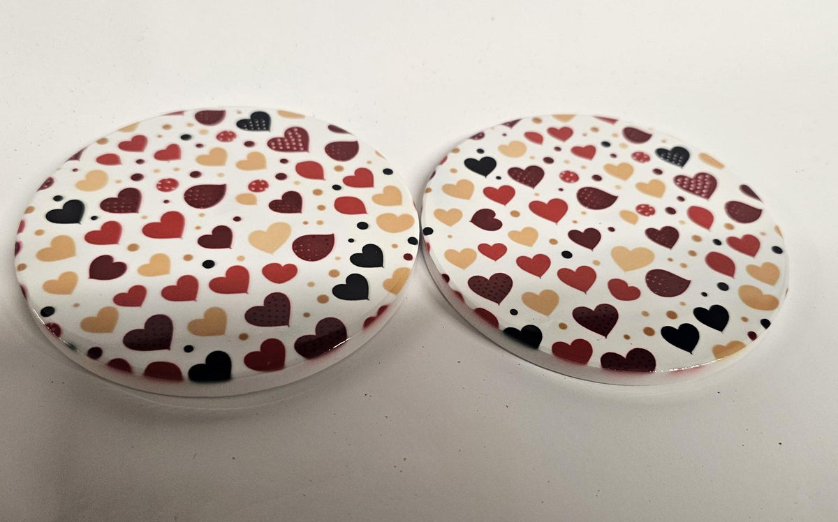 AI24065MCC Where the Heart is , Multicoloured  -  Round Ceramic Coasters- Set of 6, gift for all occasions, Designed and made in Britain