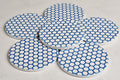 AI24069C Blue and white Honeycomb ,other variations -  Round Ceramic Coasters- Set of 6, gift for all occasions, Designed, made in Britain