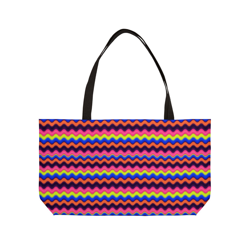 Bold Wave Stripes Weekender Tote Bag – Op-Art Pattern
