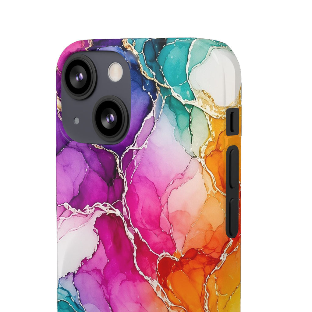 Rainbow Alcohol Ink Bloom Slim Phone Case
