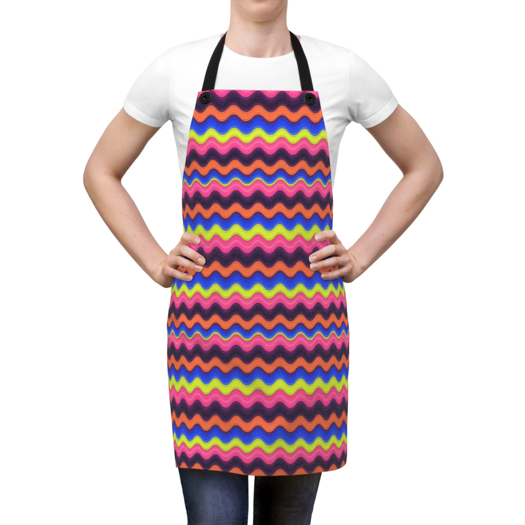 Bold Wave Stripes Apron – Op-Art Pattern