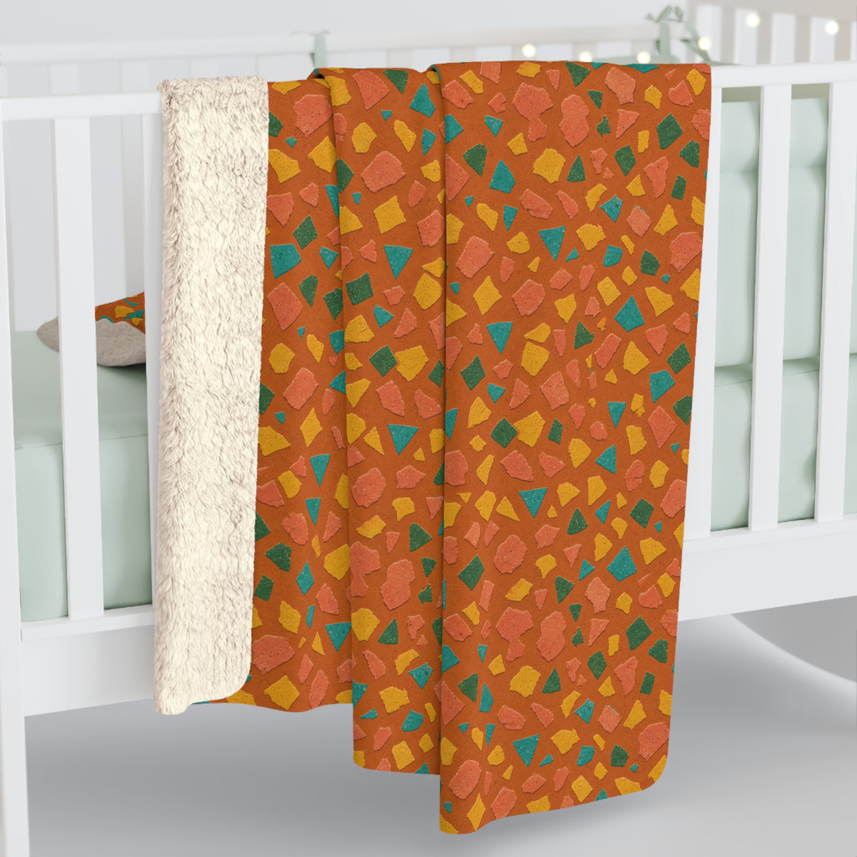 Angular Shard Scatter Sherpa Fleece Blanket – Terrazzo Pattern