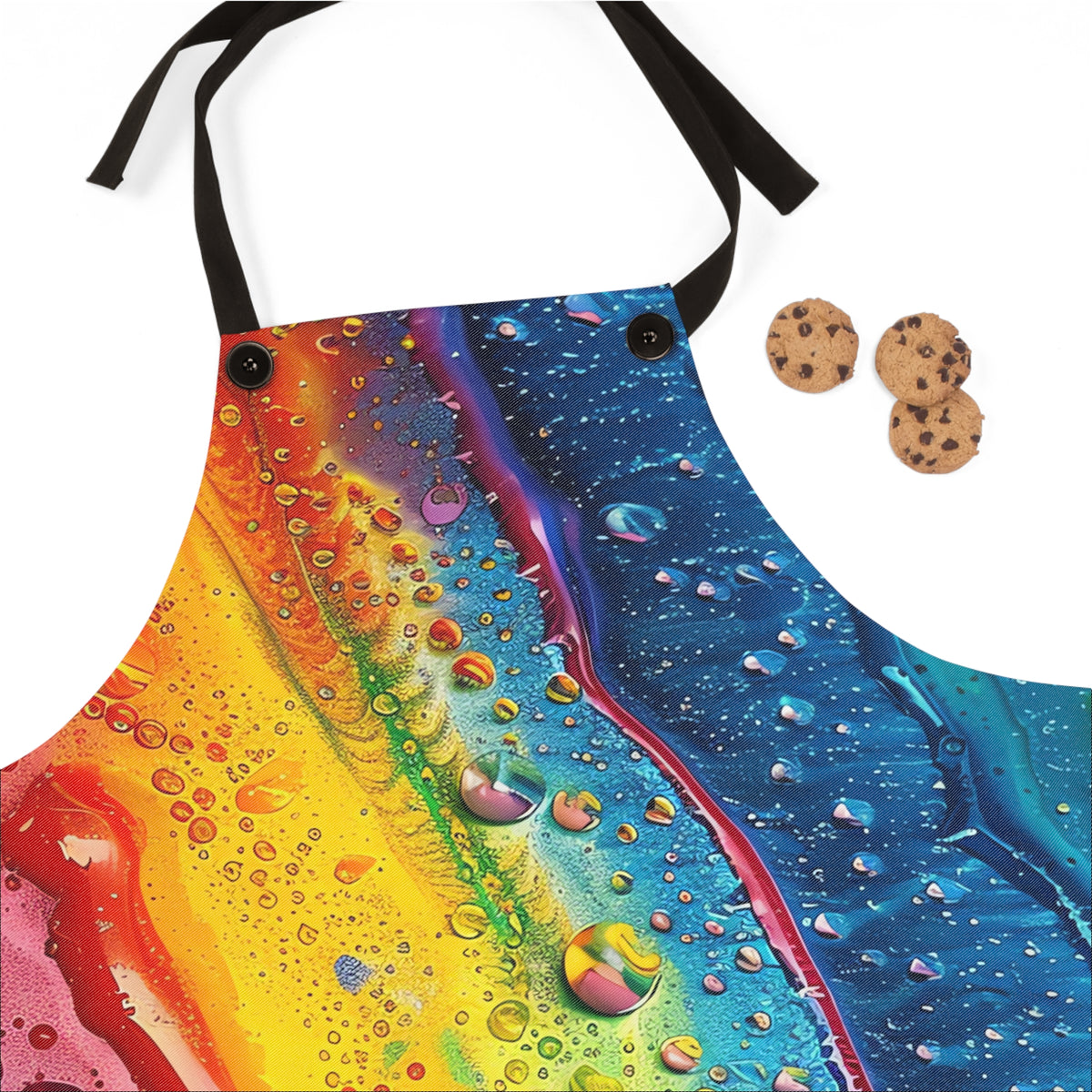 Rainbow Droplet Flow Apron – Fluid Abstract Art
