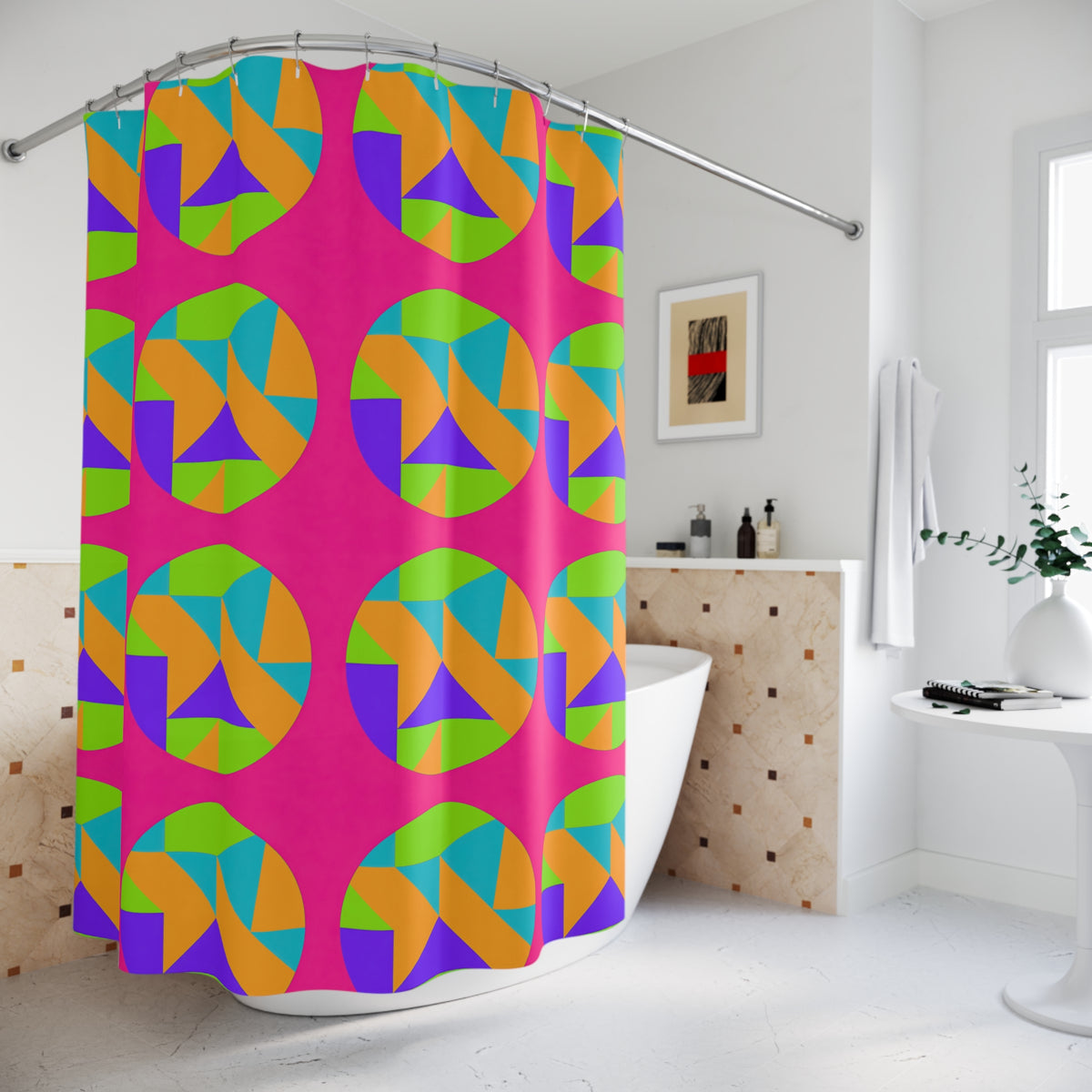 Broken Circle Planes Shower Curtain – Tropical Punch