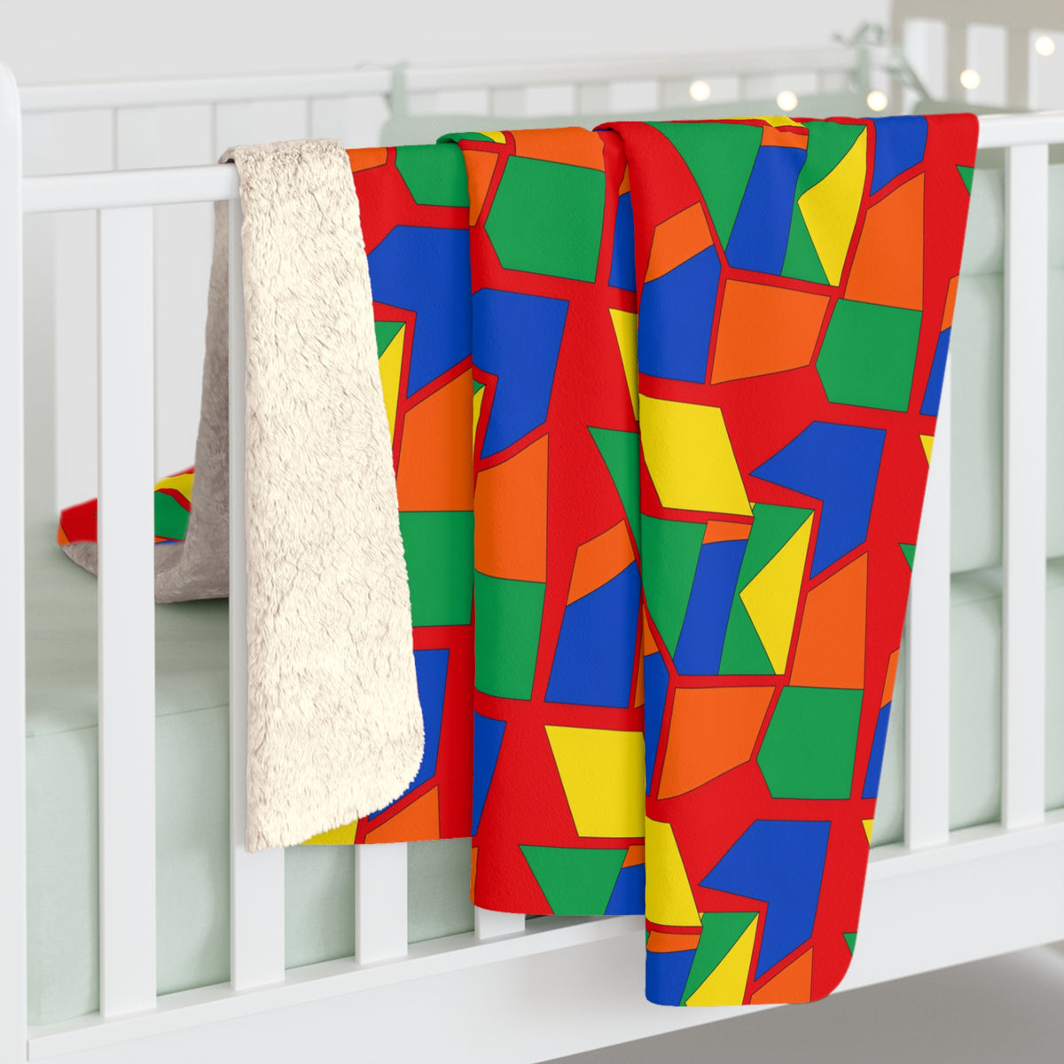 Cubist Block Quilt Sherpa Fleece Blanket – Cubist Geometric Pattern