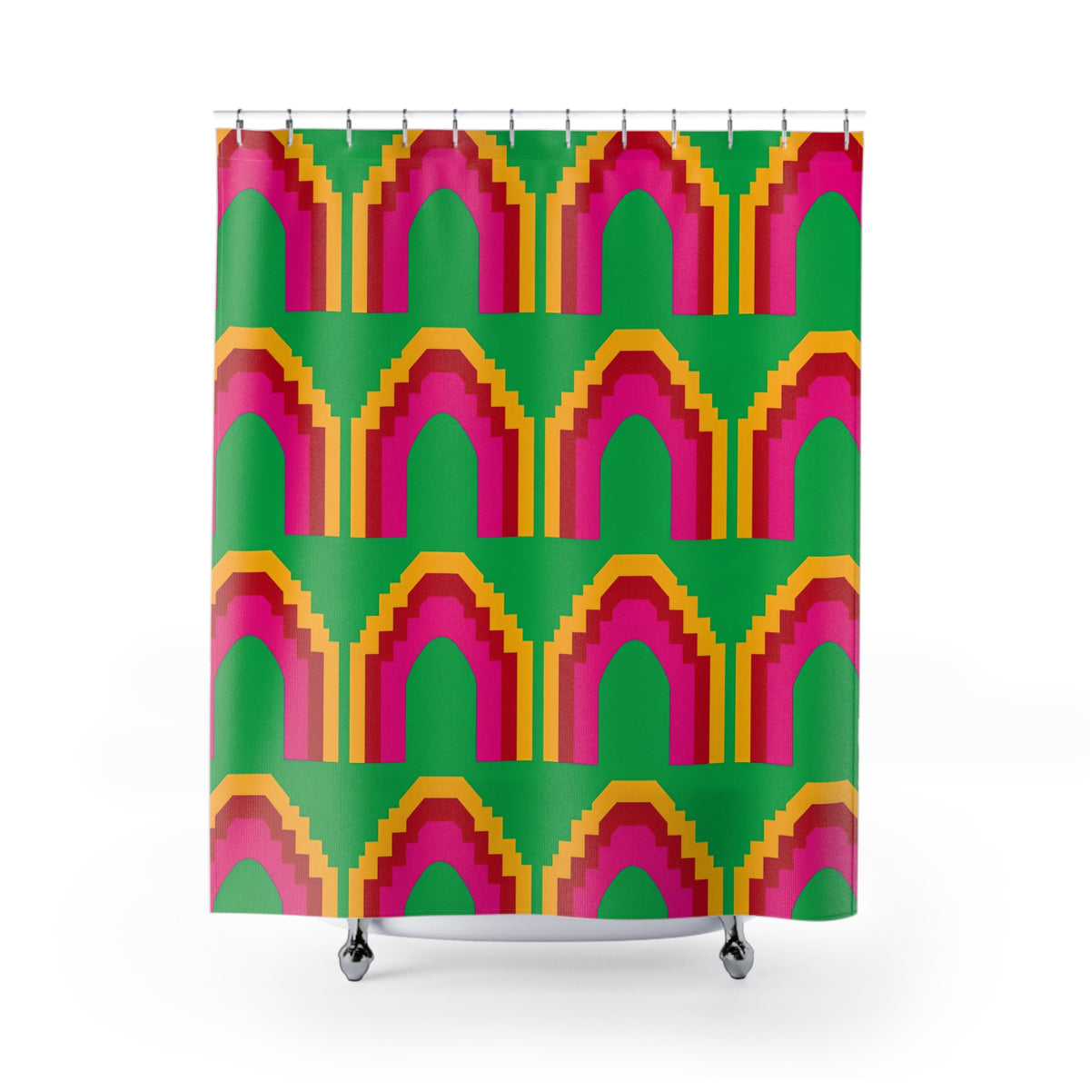 Grand Stepped Arches Shower Curtain – Art-Deco Arches Pattern