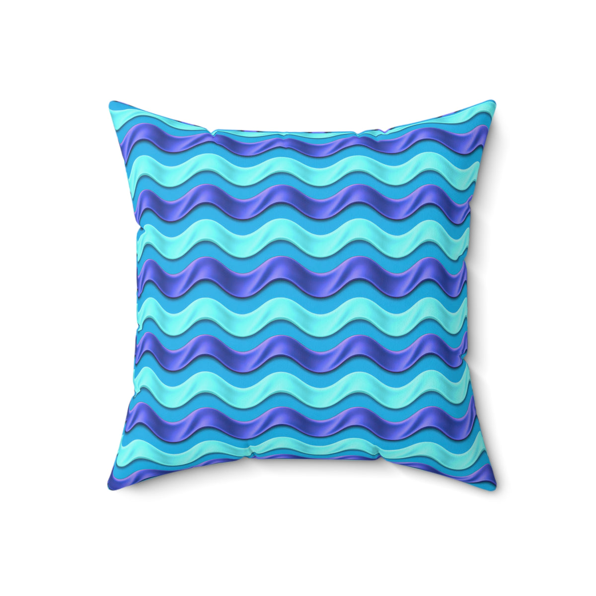 Satin Wave Bands Faux Suede Cushion – Ice Jewel