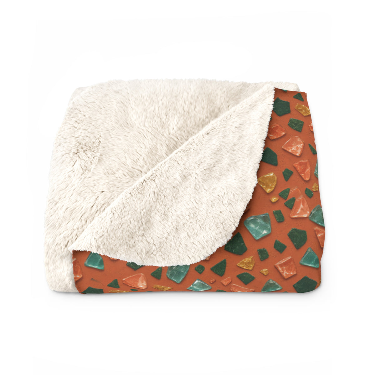 Glass Chip Sheen Sherpa Fleece Blanket – Terrazzo Pattern