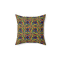 Sunray Medallion Grid Faux Suede Cushion – Art Deco Geometric Pattern