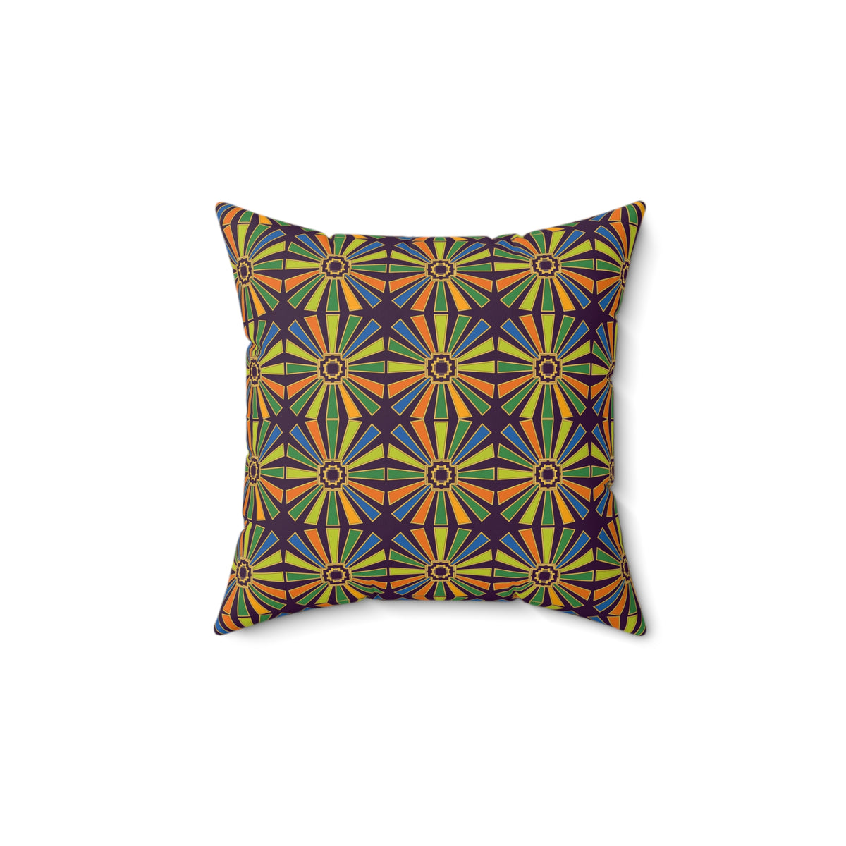 Sunray Medallion Grid Faux Suede Cushion – Art Deco Geometric Pattern