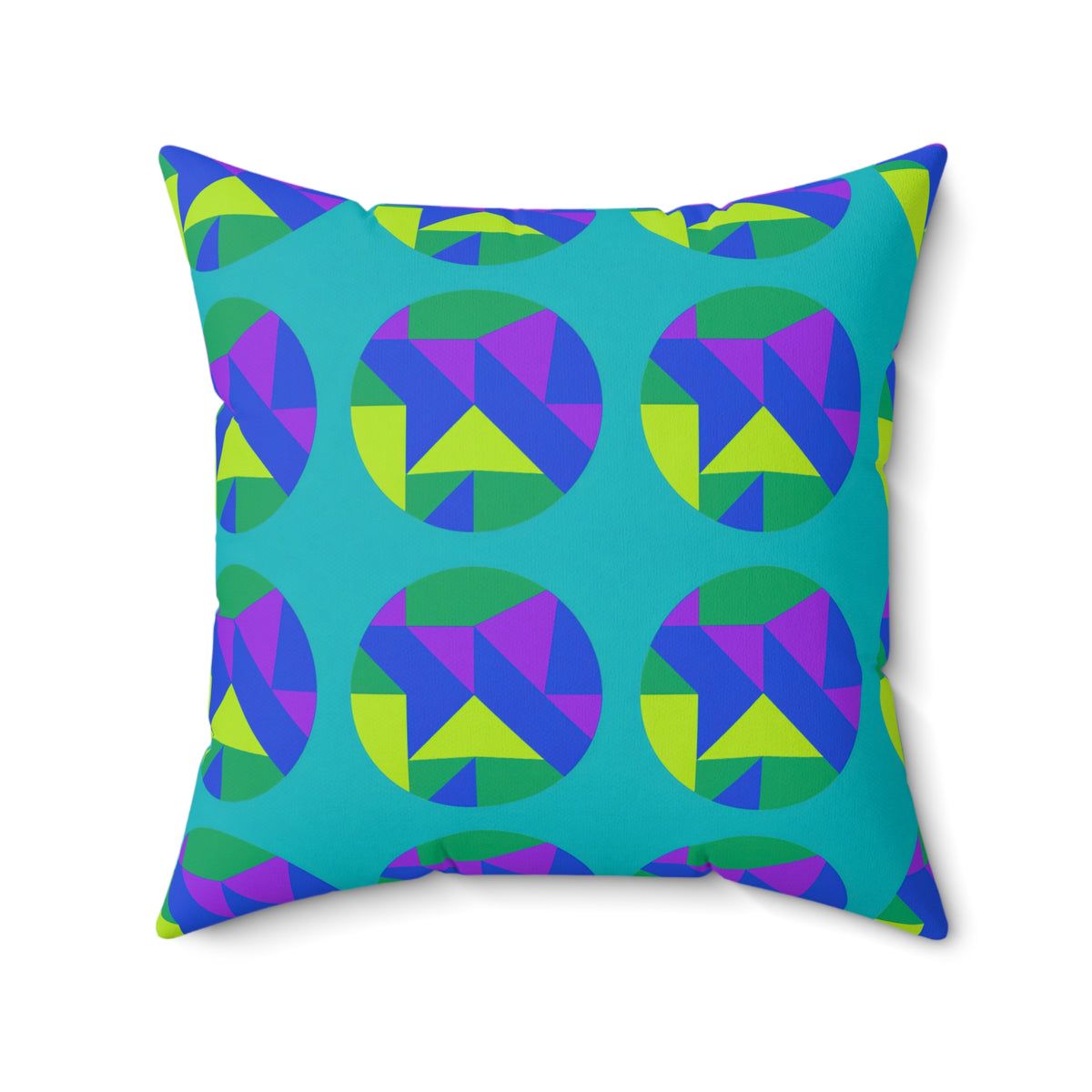 Broken Circle Planes Faux Suede Cushion – Peacock Jewel