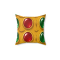 Grand Gold Cabochon Frames II Faux Suede Cushion – Cabochon Geometric Pattern