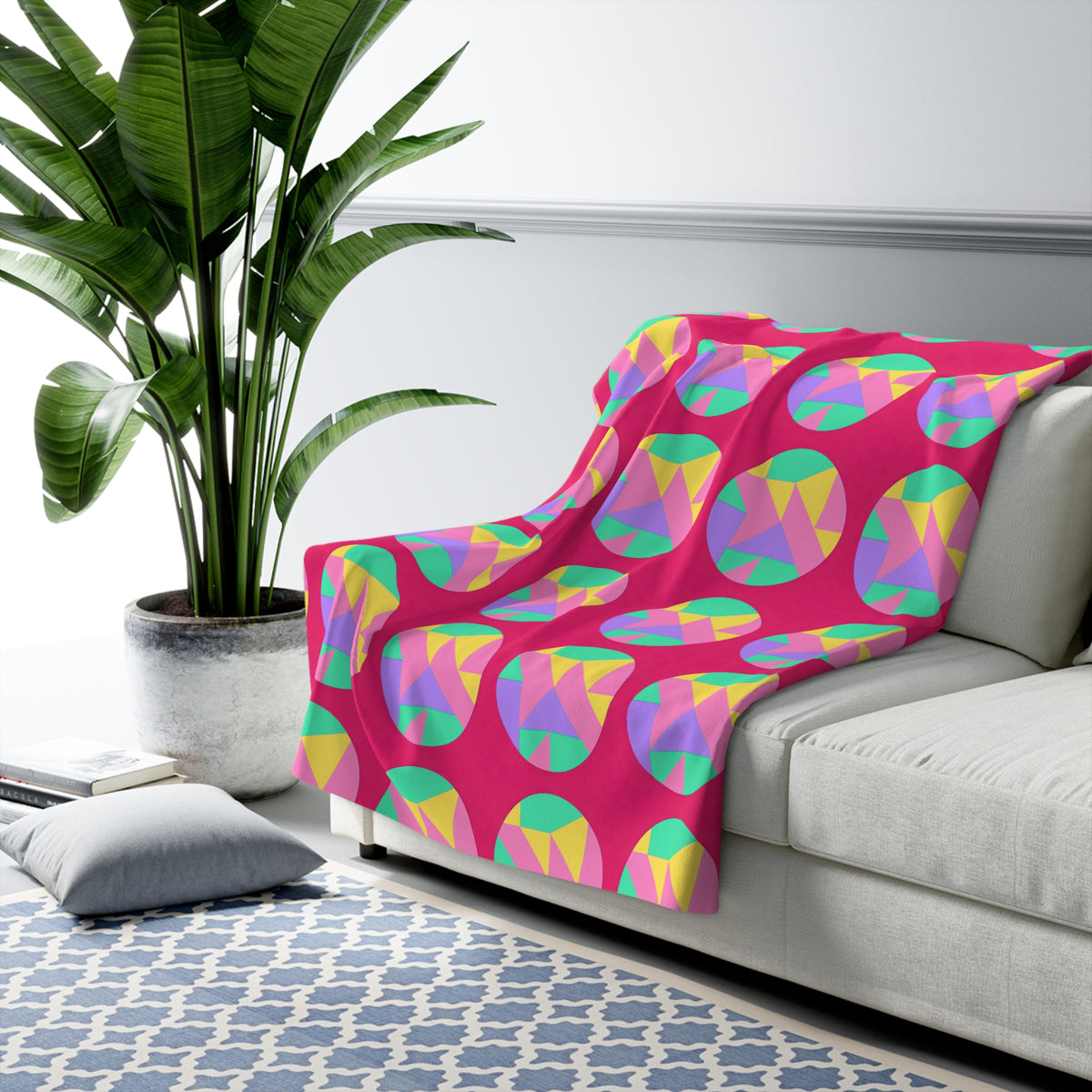 Broken Circle Planes Sherpa Fleece Blanket – Candy Pop on Raspberry