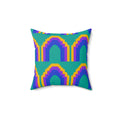 Grand Stepped Arches Faux Suede Cushion – Peacock Jewel