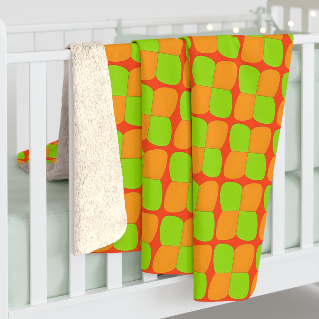 Bold Bulge Checker Sherpa Fleece Blanket – Hot Citrus