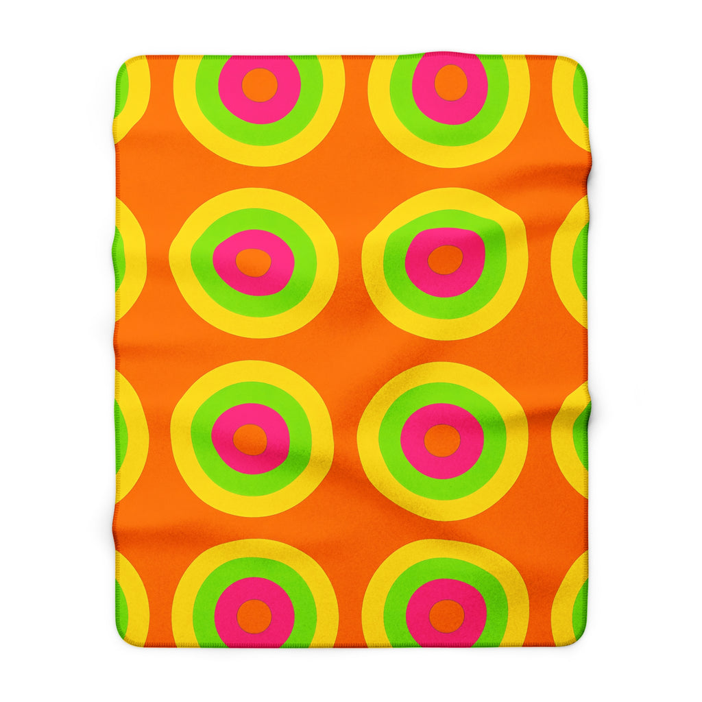 Giant Op-Art Jewel Rings Sherpa Fleece Blanket – Hot Citrus Festive