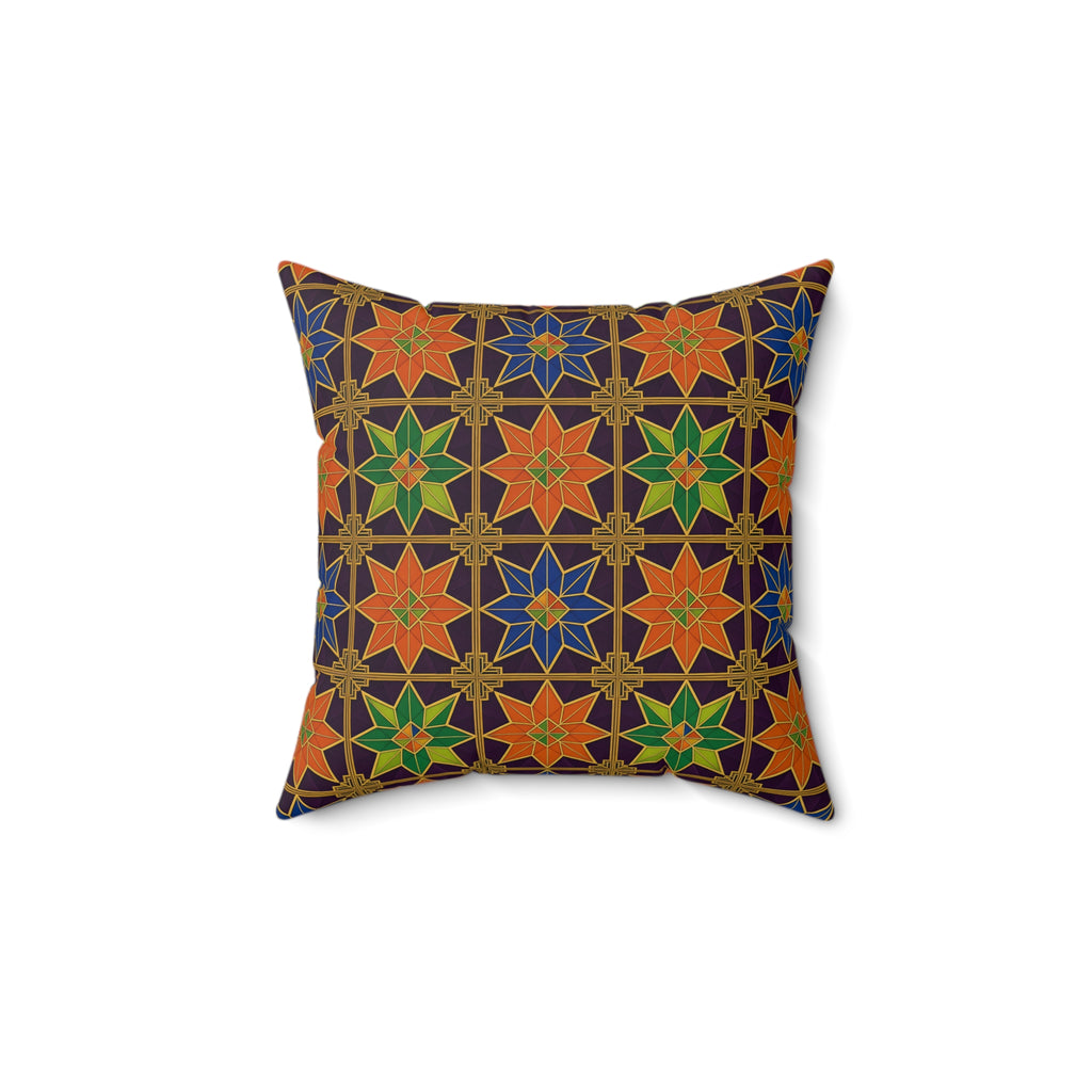 Deco Star Tiles Faux Suede Cushion – Kaleidoscopic Deco Pattern – view 5