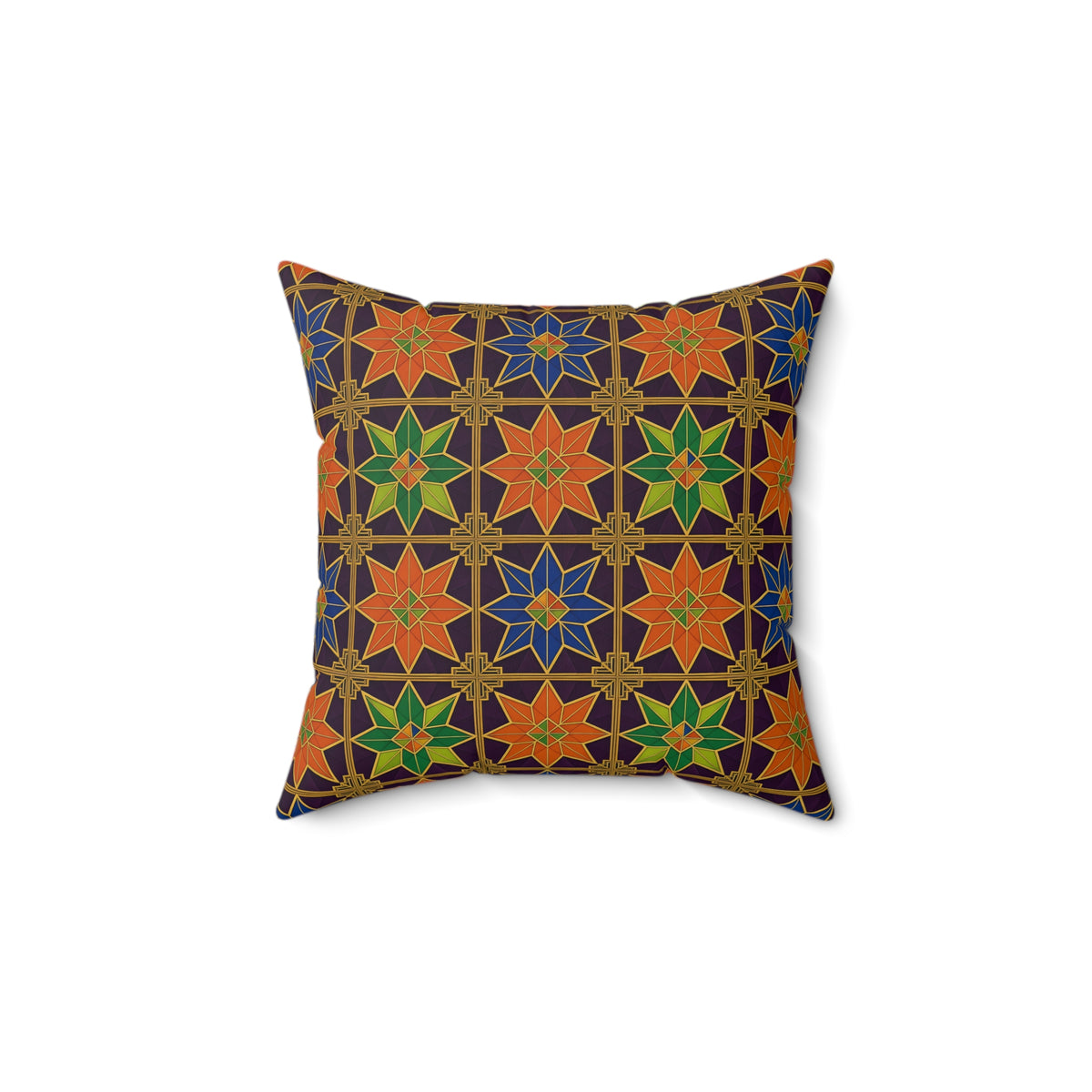 Deco Star Tiles Faux Suede Cushion – Kaleidoscopic Deco Pattern – view 5