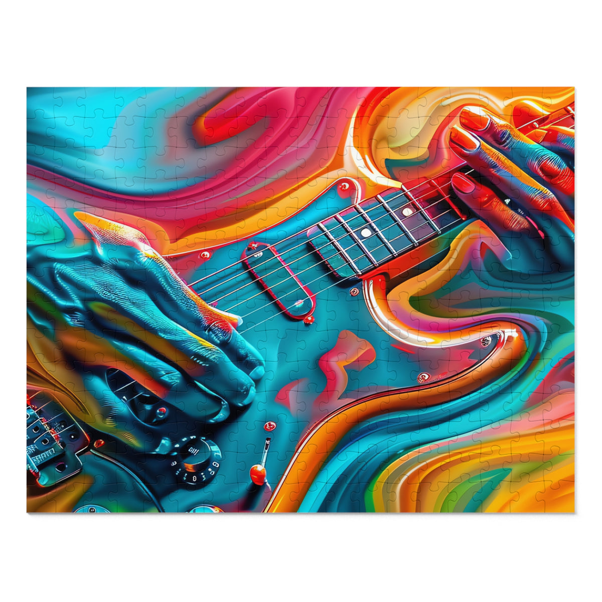 Psychedelic Guitar Hands Jigsaw Puzzle with Tin – Psychedelic Music Art