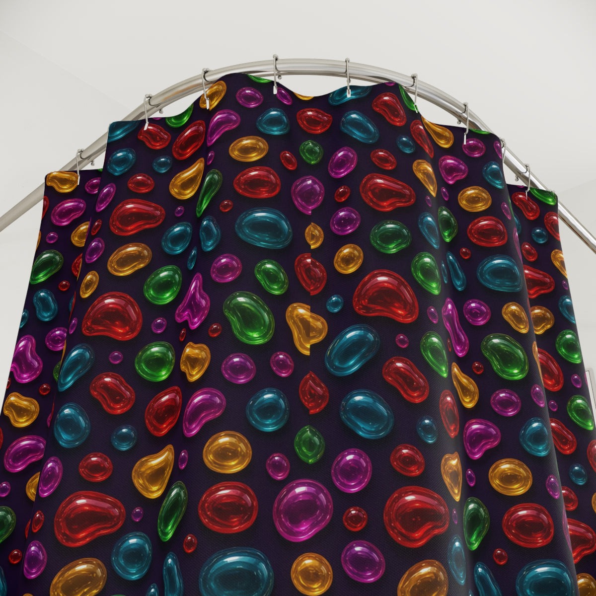 Jelly Glass Drops Shower Curtain – Glossy 3D Abstract Pattern