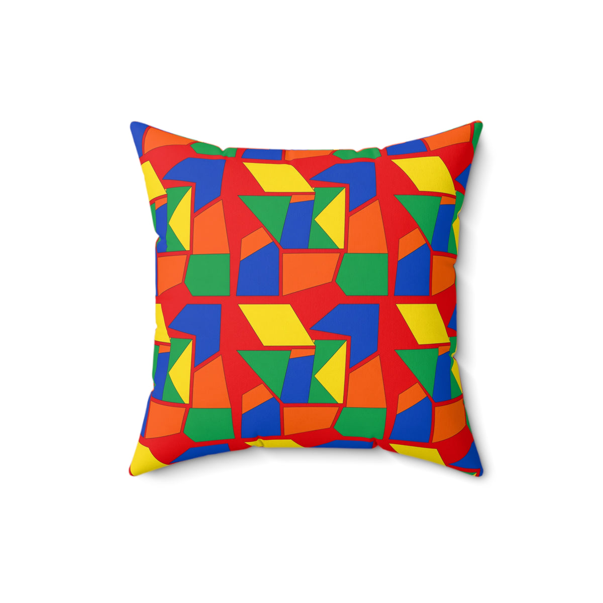 Cubist Block Quilt Faux Suede Cushion – Cubist Geometric Pattern
