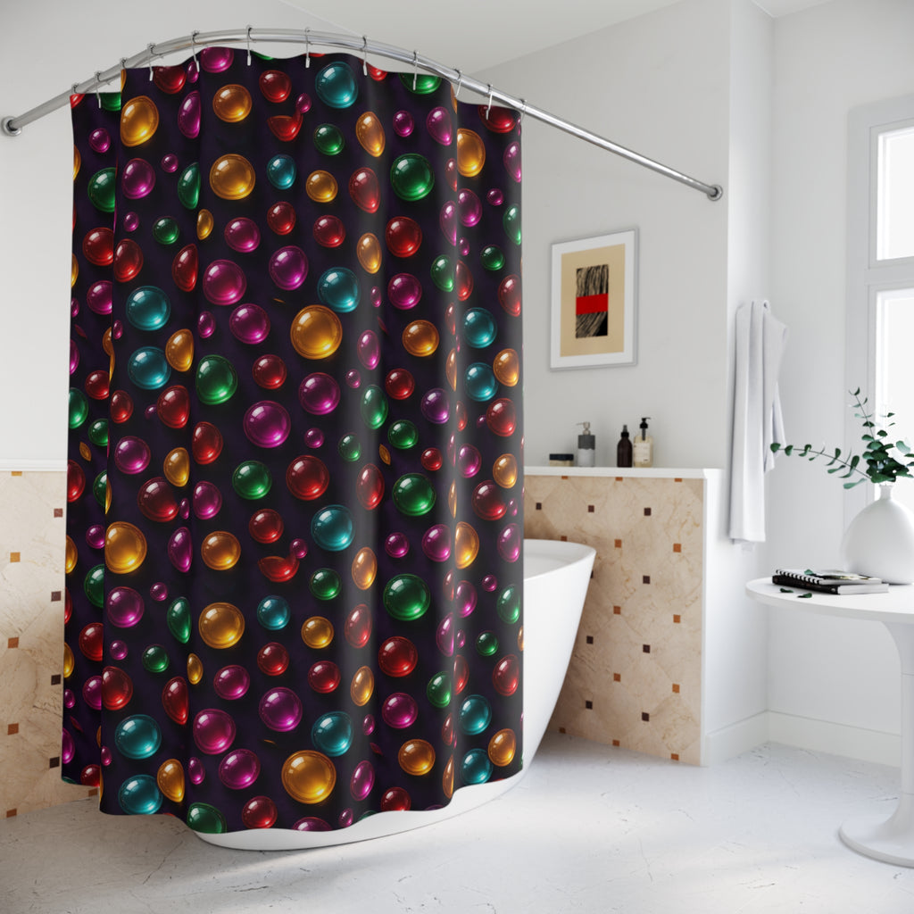 Candy Glass Orbs Shower Curtain – Glossy 3D Abstract Pattern