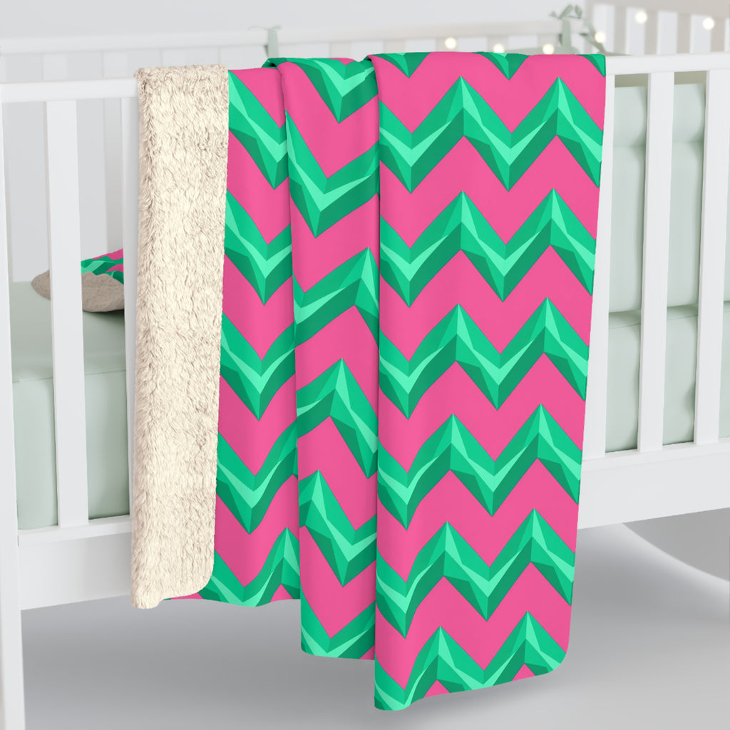 Broad Cut-Gem Chevrons Sherpa Fleece Blanket – Candy Christmas