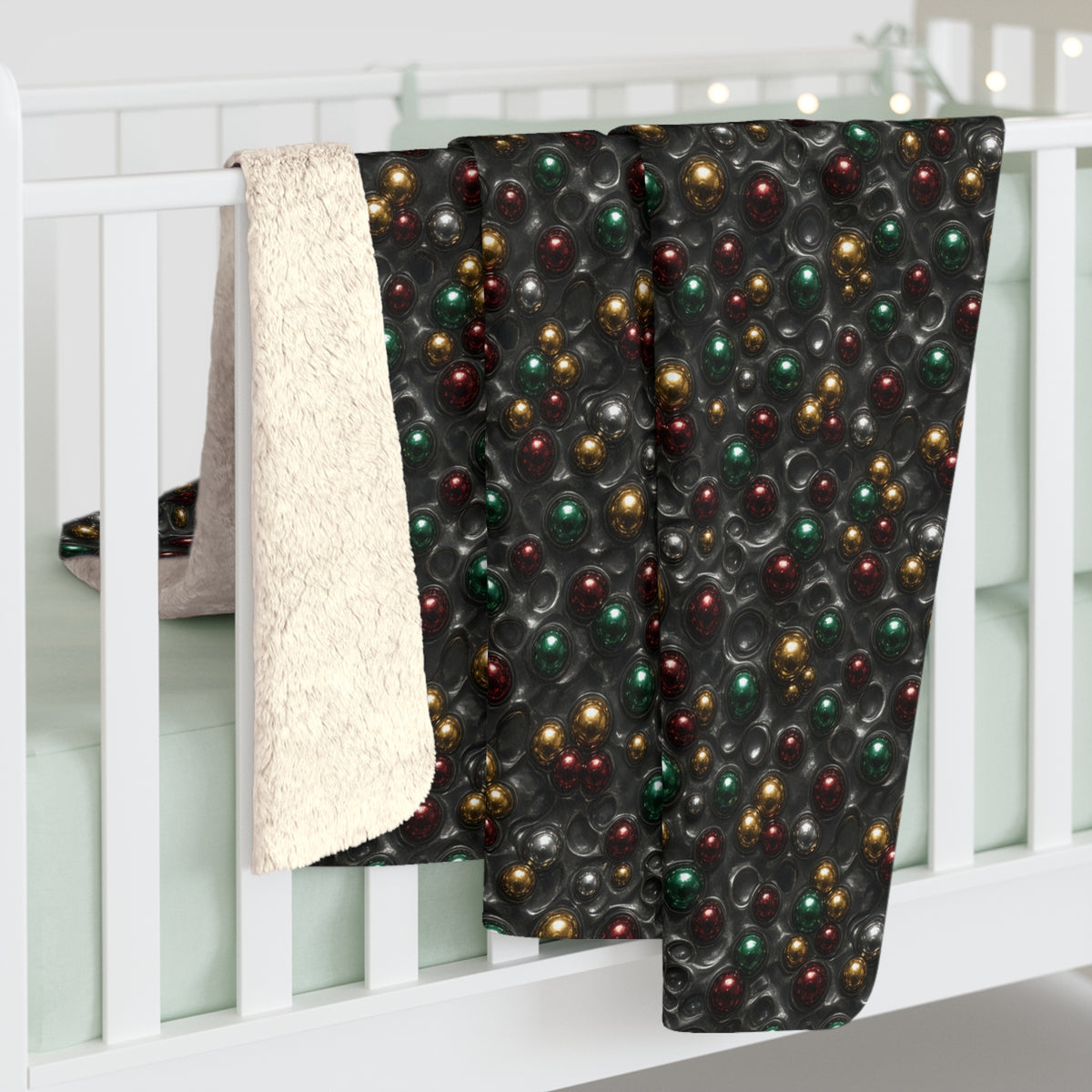 Jewel Bubble Clusters Sherpa Fleece Blanket – Liquid Chrome Pattern