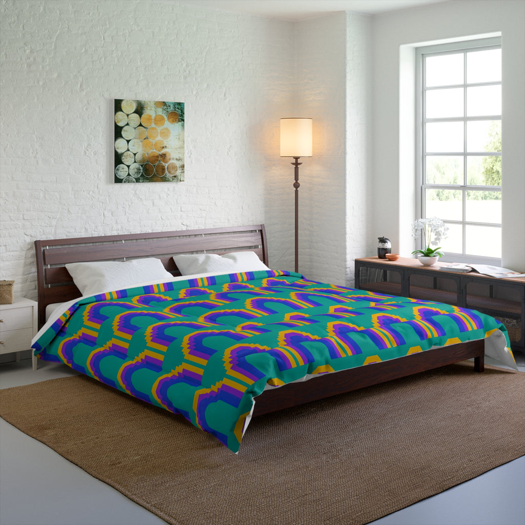 Grand Stepped Arches Comforter – Peacock Jewel