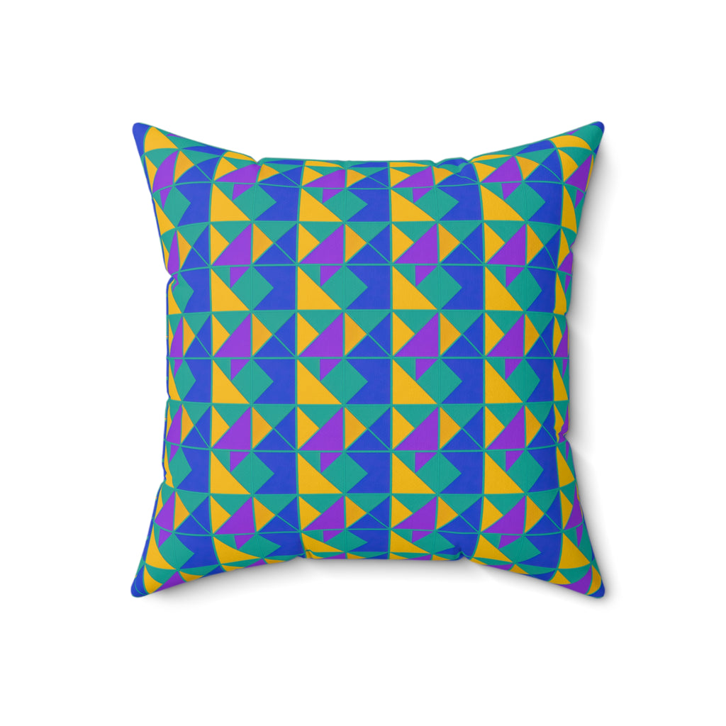 Jewel Block Quilt Faux Suede Cushion – Peacock Jewel