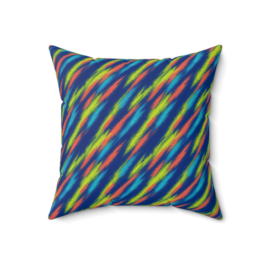 Arashi Neon Streaks Faux Suede Cushion – Shibori Dye Pattern