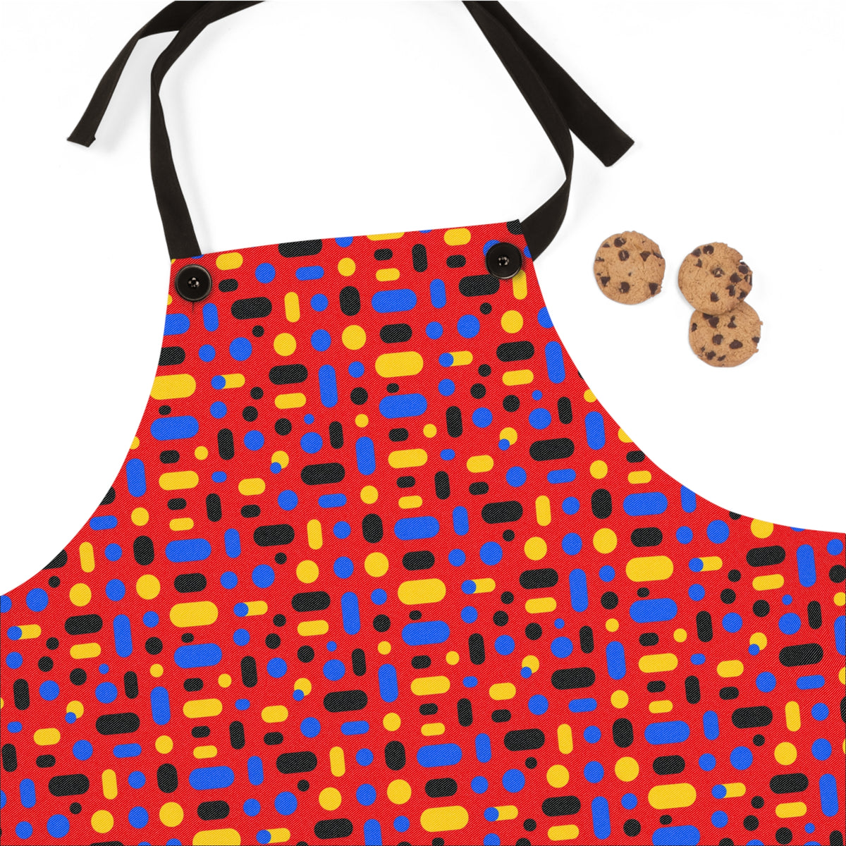 Confetti Dash Red Apron – Pop Abstract Pattern