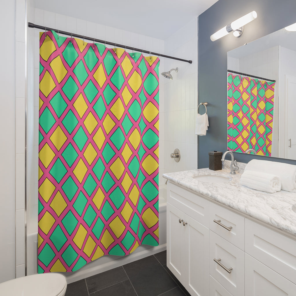 Harlequin Gold Grid Shower Curtain – Candy Christmas