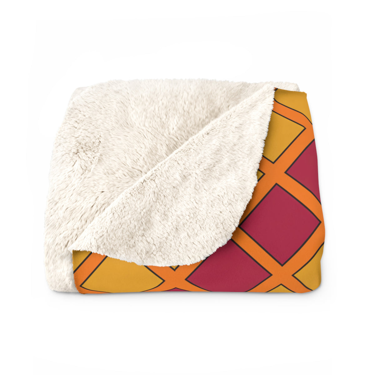 Harlequin Gold Grid Sherpa Fleece Blanket – Cranberry Spice