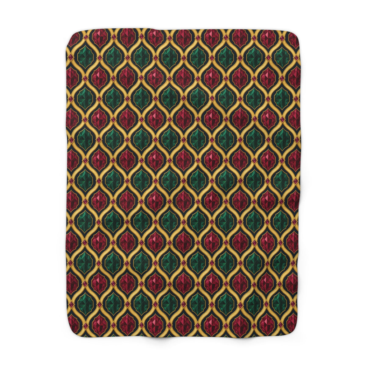 Radiant Gold Lattice Sherpa Fleece Blanket – Art Deco Pattern