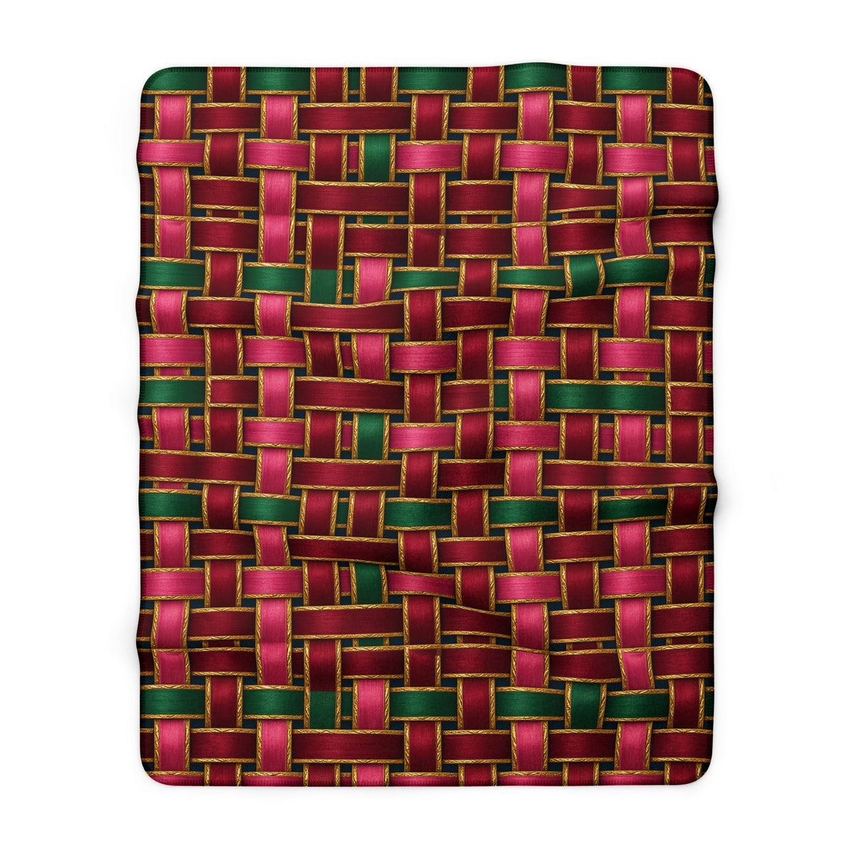 Ribbon Weave Sherpa Fleece Blanket – Holographic-Look Geometric Pattern