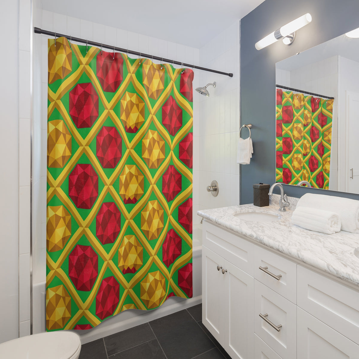 Giant Prism Diamond Lattice Shower Curtain – Diamond Lattice Pattern