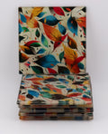 AI24025G Autumnal Woodland leaves scene Square Glass Coasters - Set of 6, gift for all occasions, six unique designs.