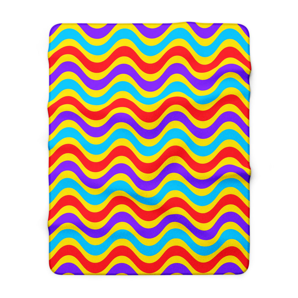 Wide Wave Interference Sherpa Fleece Blanket – Op-Art Waves Pattern