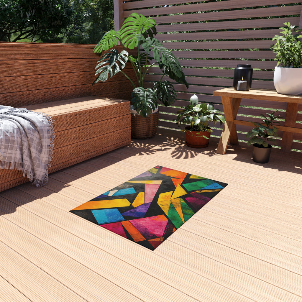 Shattered Prism Geometry Outdoor Rug – Geometric Abstract Art