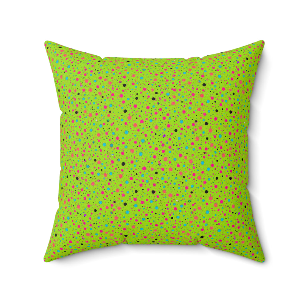 Confetti Spatter Faux Suede Cushion – Tropical Punch