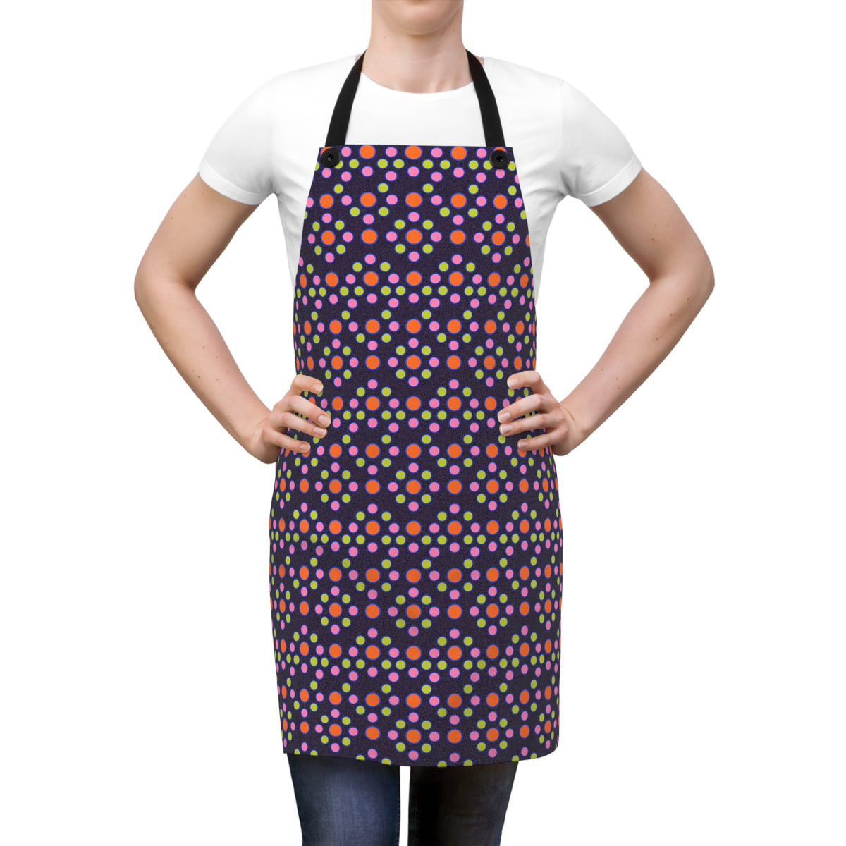 Bulging Dot Grid Apron – Op-Art Pattern