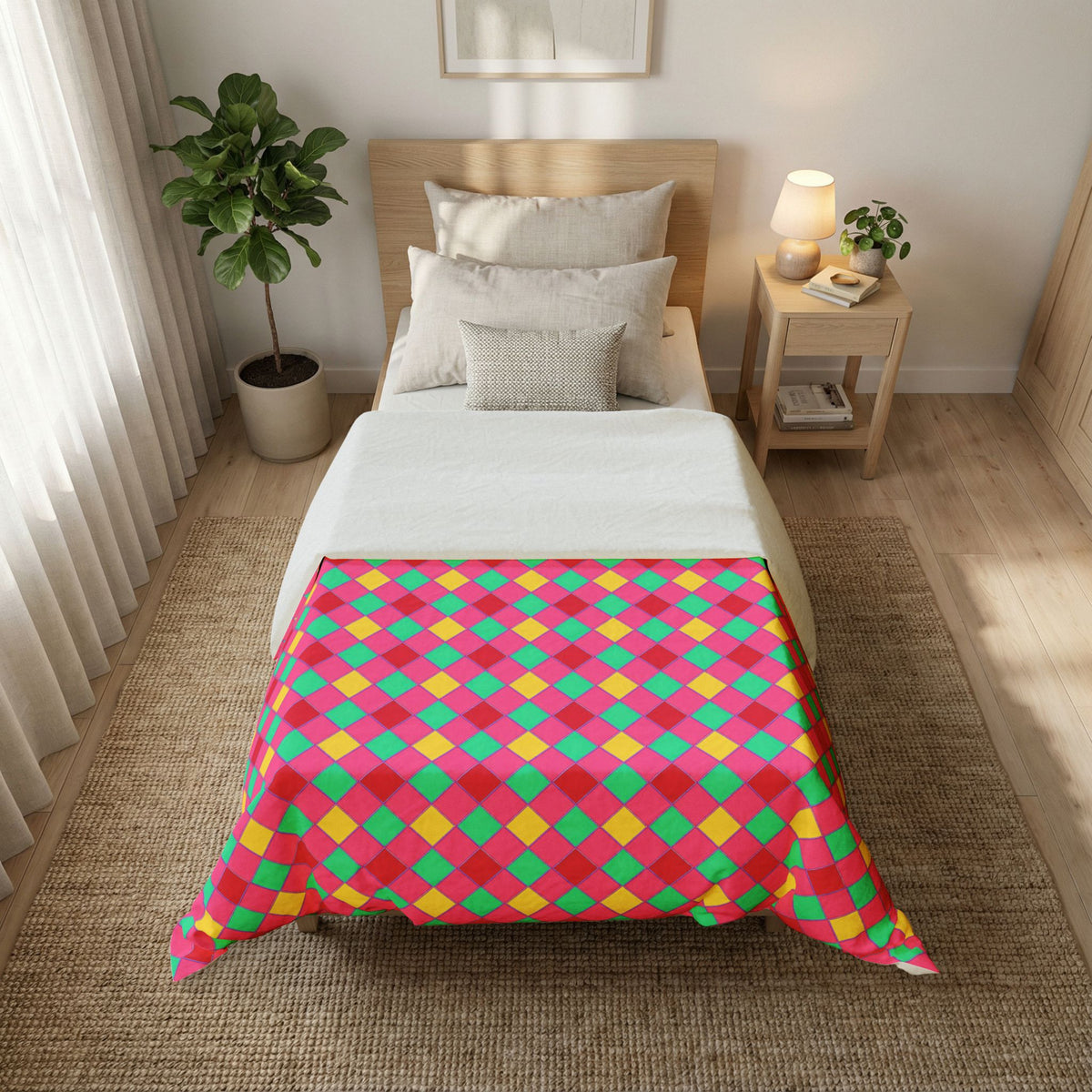 Jewel Harlequin Check Cotton Duvet Cover – Candy Christmas