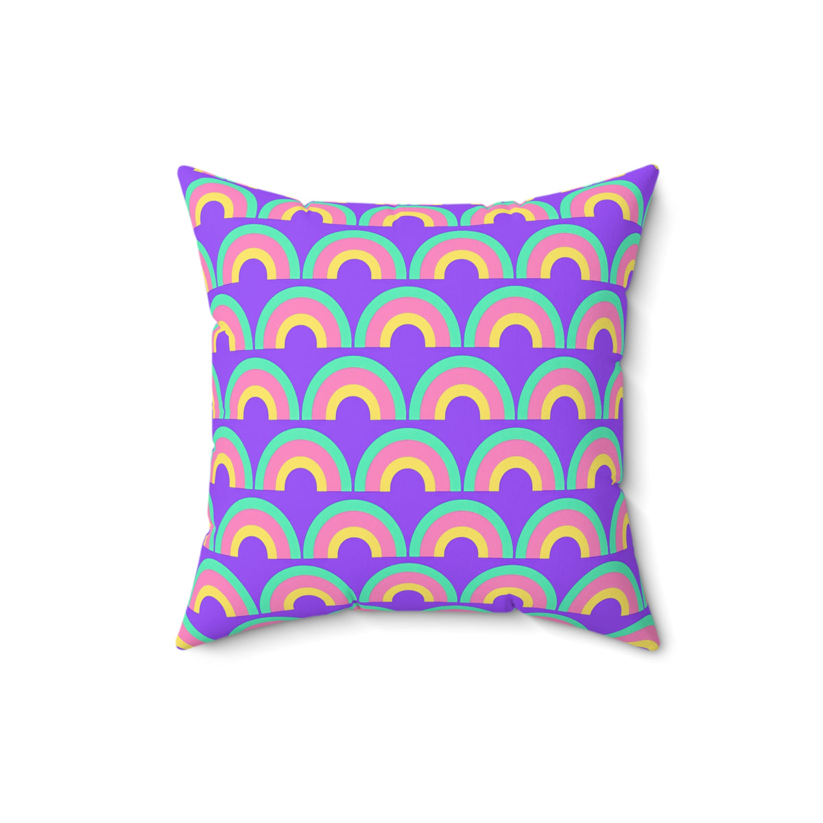 Chromatic Scallop Ripple Faux Suede Cushion – Candy Pastel on Grape