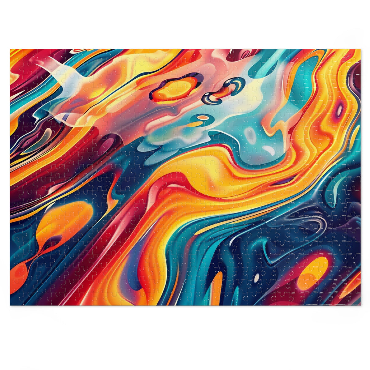 Liquid Rainbow Swirl Jigsaw Puzzle with Tin – Psychedelic Fluid Art