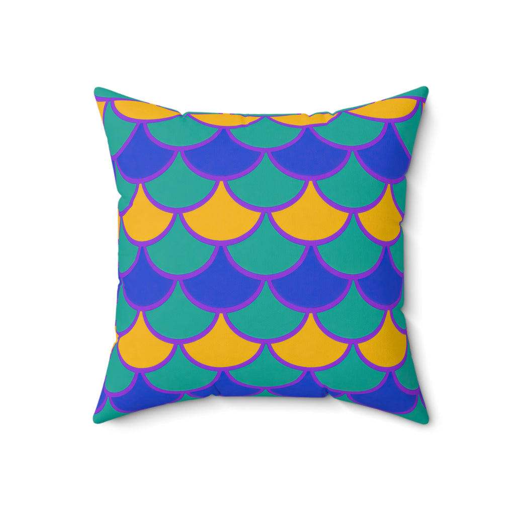 Big Jewel Scales II Faux Suede Cushion – Peacock Jewel